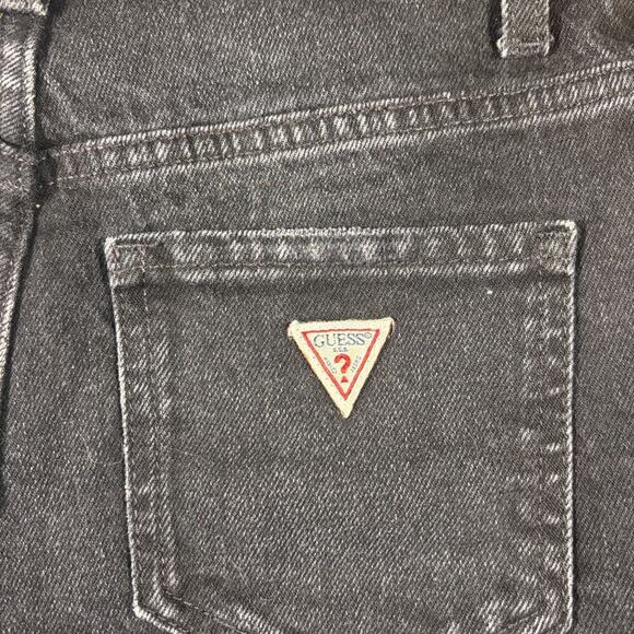 Guess Women’s Black Distressed Denim Shorts High Waist Ripped Jean Cutoff Sz 24 - Picture 4 of 5